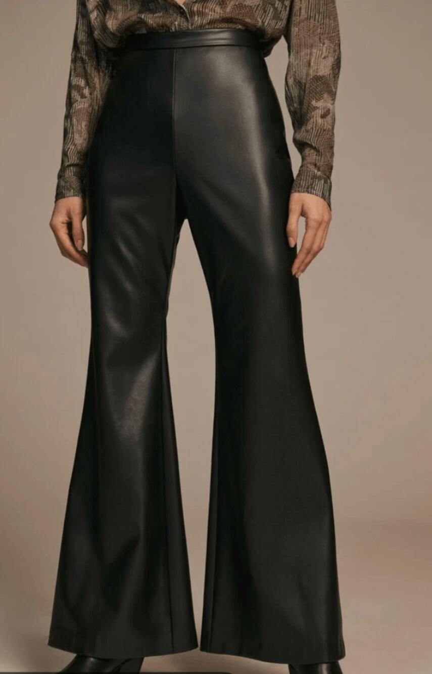 Anthropologie Hutch Faux Leather Wide Leg Pants Black 2